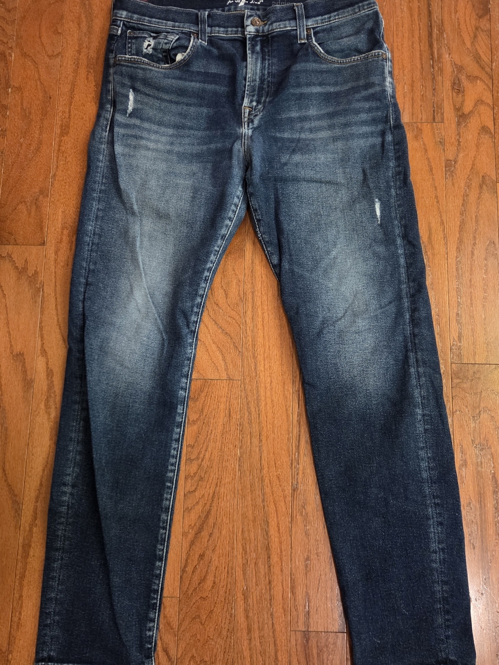 7 For All Mankind Adrien Jeans Mens 33 Blue Dark Wash Slim Tapered Stretch Denim